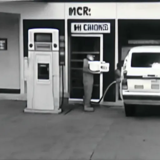 Image similar to CCTV footage of Mr. Clean robbing a gas station