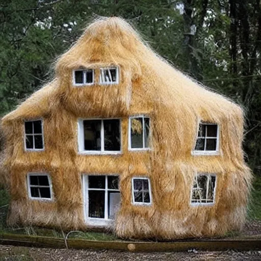 Image similar to a house made of a long hair and taxidermy parts