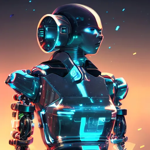 Image similar to a full body view of a highly advanced robot, beautiful face, volumetric lightning, magical, complex and intricate, cyberpunk, epic, cinematic, trending on artstation