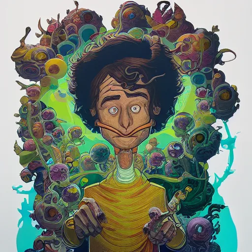 Image similar to lucky pixel portrait by gaston bussierre and charles vess and james jean and erik jones and rhads, inspired by rick and morty, epic, funny, huge scale, beautiful fine face features, intricate high details, sharp, ultradetailed