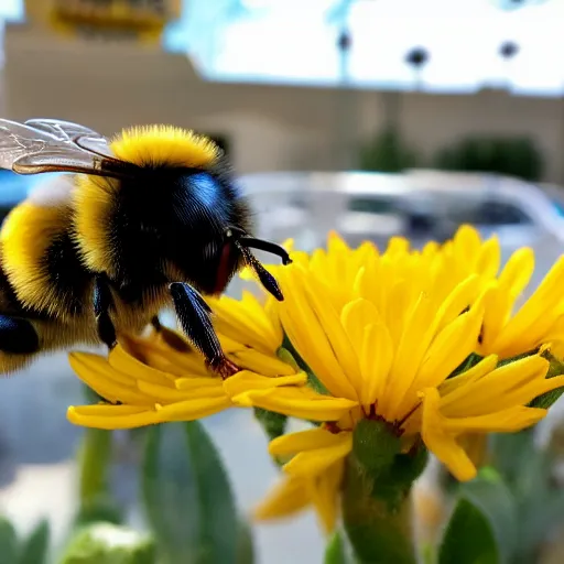 Image similar to a bumblebee smoking a joint in Las Vegas