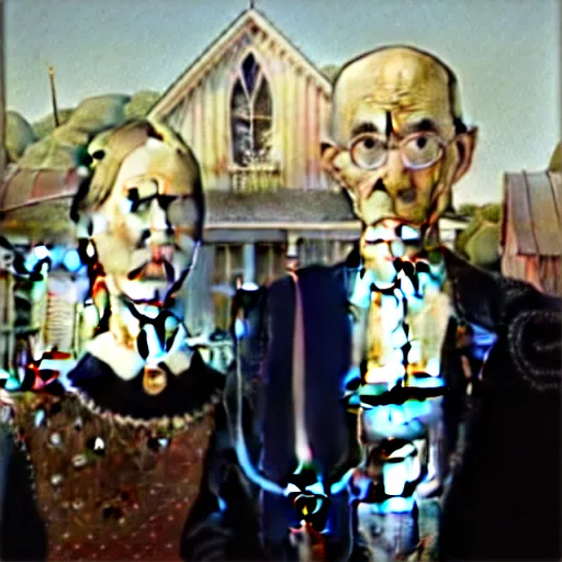 Image similar to american gothic painting with the devil