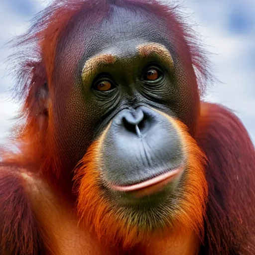 Prompt: orangutan selfie photograph, taken at walmart
