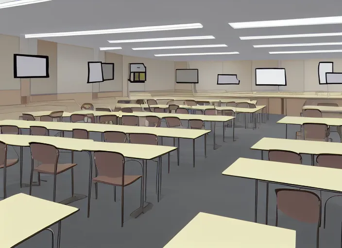 Premium AI Image  illustration of an empty classroom in anime style