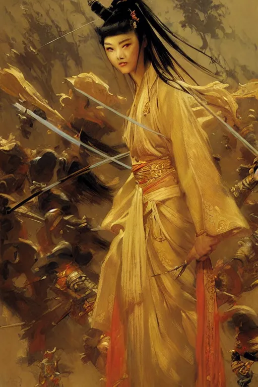 Image similar to wuxia, painting by gaston bussiere, craig mullins, j. c. leyendecker