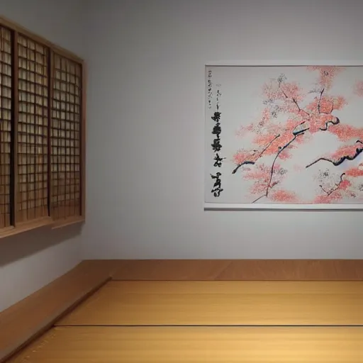 Prompt: still photo of a japanese art room, highly detailed, photorealistic portrait, bright studio setting, studio lighting, crisp quality and light reflections, unreal engine 5 quality render