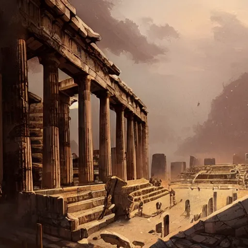 Image similar to Ancient Greek Polis in the past by Greg Rutkowski
