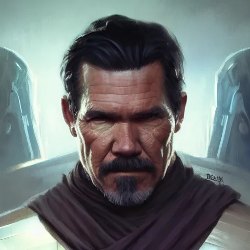 Image similar to A portrait of Josh Brolin, jedi, Star Wars art, art by greg rutkowski, matte painting, trending on artstation