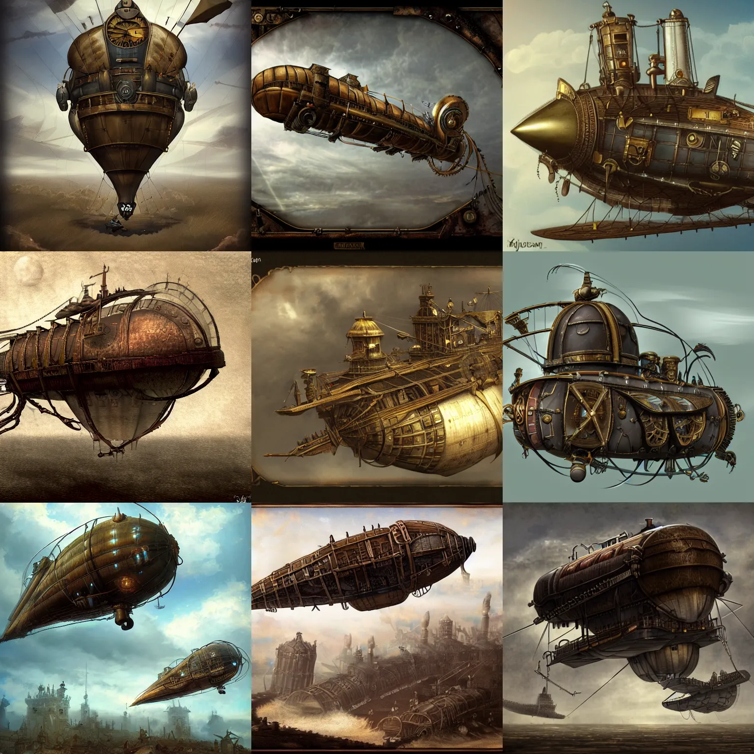 Prompt: artstation picture of a steampunk airship