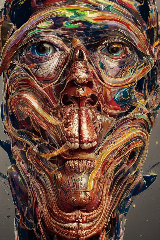 Image similar to youre from your father worm. symmetrical anatomy, baroque, pop art, hyperdetailed, without duplication, art by mimmo rotella, intricate, trending artstation, dribble popular, octane renderer