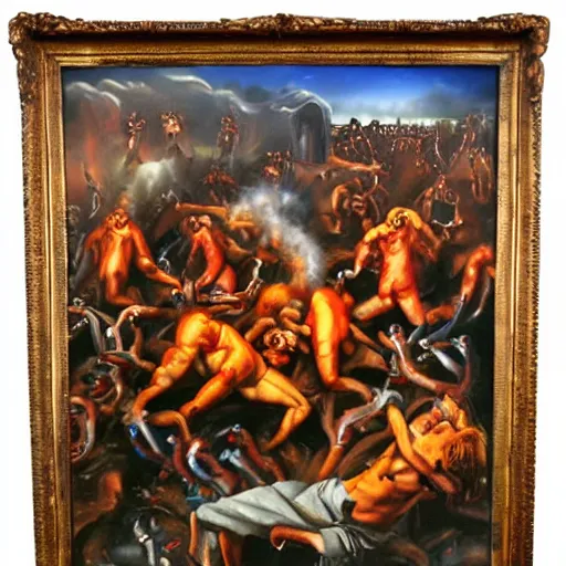 Image similar to oil in canvas of hell