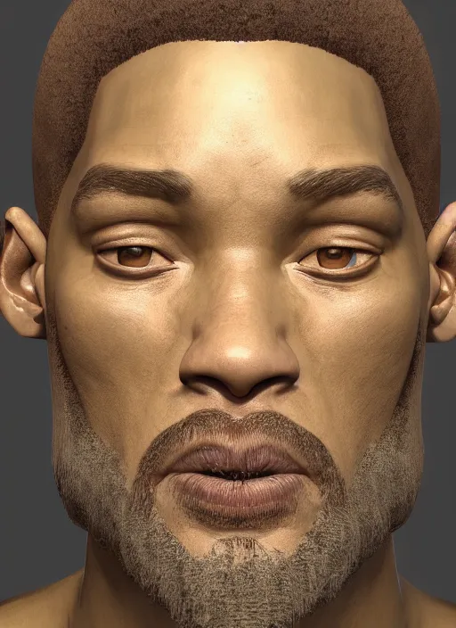 Image similar to portrait of stone will smith, au naturel, hyper detailed, digital art, trending in artstation, cinematic lighting, studio quality, smooth render, unreal engine 5 rendered, octane rendered, art style by klimt and nixeu and ian sprigger and wlop and krenz cushart