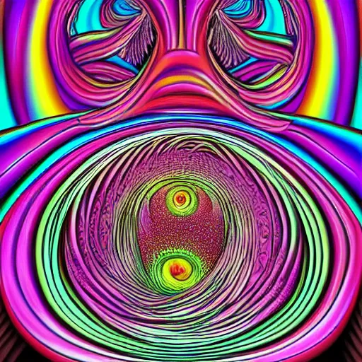 Prompt: digital illustration of a pig, by alex grey, tool band, psychedelic art, spiral fractals, detailed, 8 k