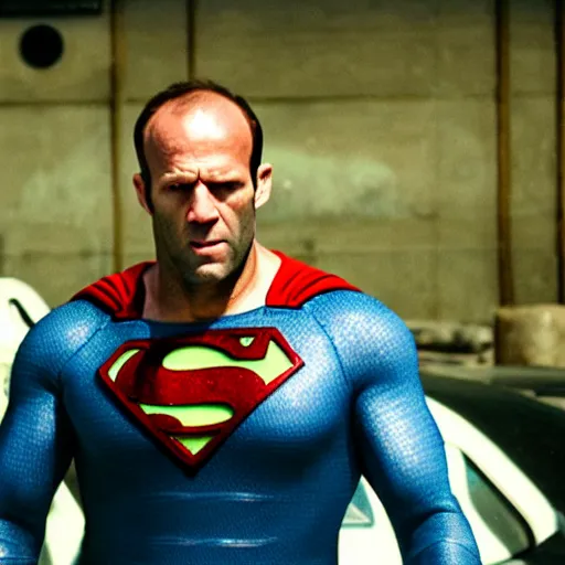 Prompt: Jason Statham as Superman, 35 mm