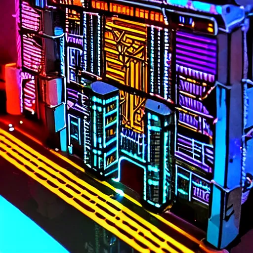 Image similar to ndebele cyberpunk city of the future, 4 0 mm street scene, ndebele neon lights, high definition, detailed, futuristic, night scene, realistic