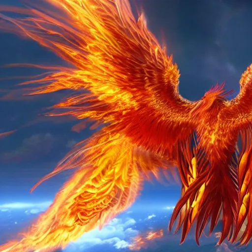 Prompt: hyperdetailed image of a phoenix with its full body flaming and wings spread 8 k extremely detailed hd hyperrealism unreal engine blender