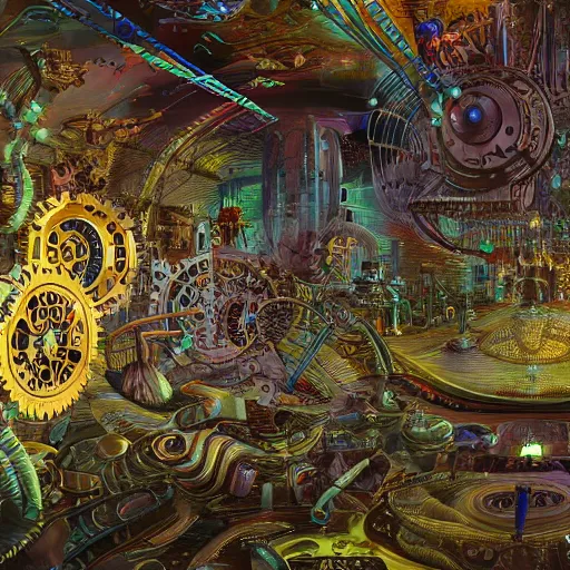 Prompt: A glimpse inside the clockwork dimension, full hd, extremely detailed, ambient