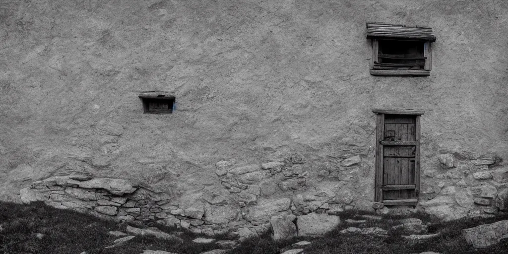 Prompt: photography of a wall with alpine farmer tools in shape of witch signs hanging down, hexagram, häxen, old hut, alp, dolomites, alpine, detailed intricate insanely detailed octane render, 8k artistic 1920s photography, photorealistic, black and white, chiaroscuro, hd, by David Cronenberg, Raphael, Caravaggio