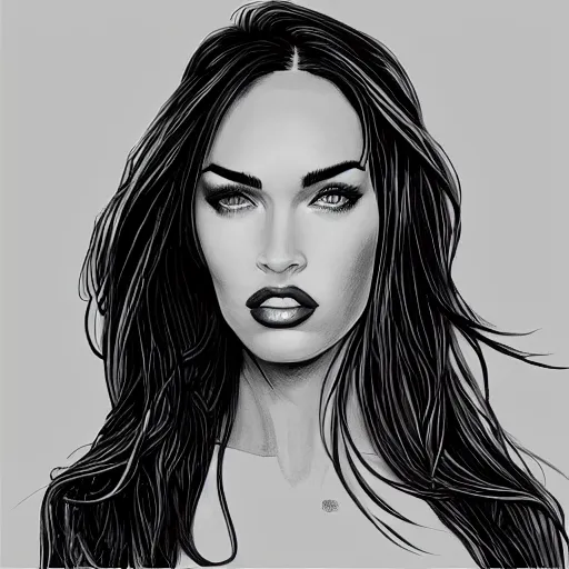 Image similar to “Megan Fox, portrait!!! Portrait based on doodles, scribbled lines, sketch by Liz Y Ahmet, monochrome, concept Art, millions lines, ultra detailed portrait, 4k resolution”