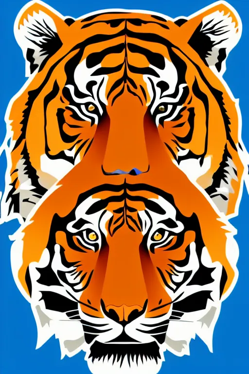 Image similar to A portrait of a tiger as evil warlord general, sticker, Anthropomorphized, portrait, highly detailed, colorful, illustration, smooth and clean vector curves, no jagged lines, vector art, smooth