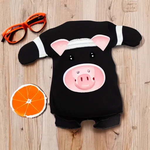 Image similar to cute pig usingorange inmate clothes