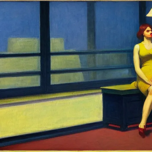 Prompt: guilt, in the style of edward hopper