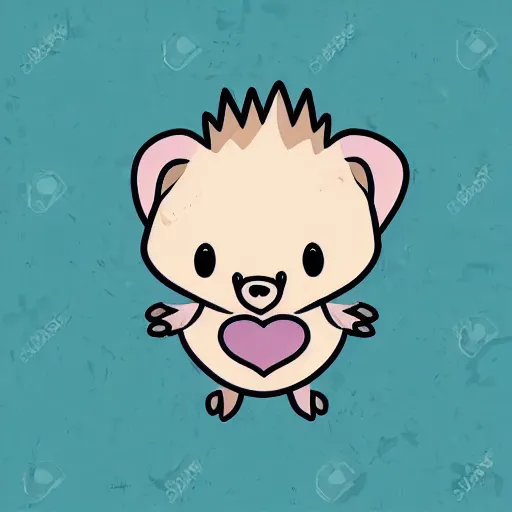 Image similar to cute hedgehog heart love laughing cute adorable emote twitch waving lineart