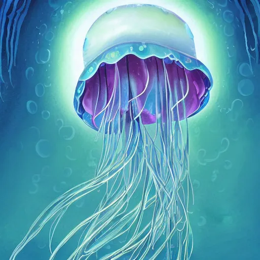 Prompt: studio ghibli jellyfish in a bright ocean deep focus, fantasy, intricate, elegant, highly detailed, digital painting, artstation, concept art, matte, sharp focus, illustration