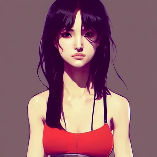 Image similar to a beautiful young japanese natalie portman alluring instagram model in crop top, large chest, by guweiz and wlop and ilya kuvshinov and artgerm, symmetrical eyes, aesthetic, gorgeous, stunning, alluring, attractive, artstation, deviantart, pinterest, digital art