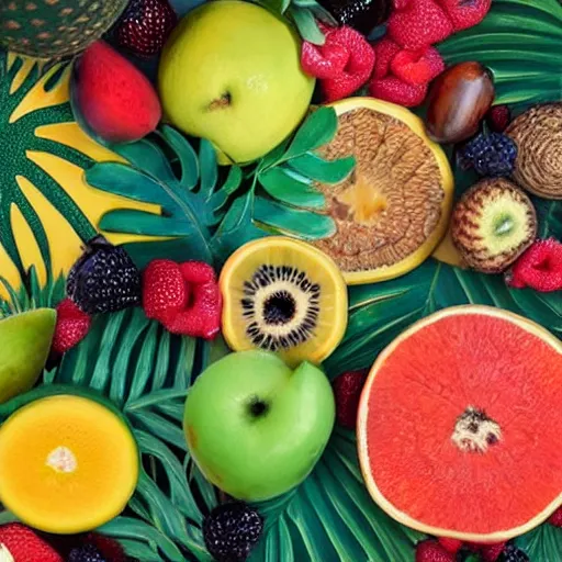 Image similar to tropic hat with all kinds of fruits