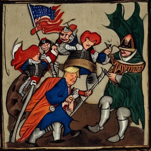 Prompt: Donald Trump in a medieval battle