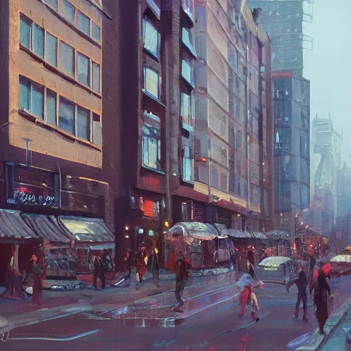 Prompt: bustling streets by mikael widegren on artstation