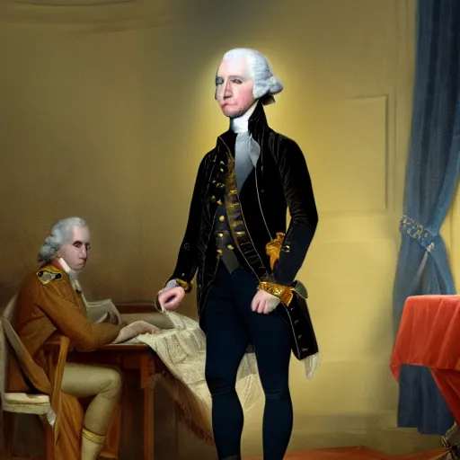 Prompt: George Washington as a real live person in a realistic scene from a recent movie, detailed, 8k