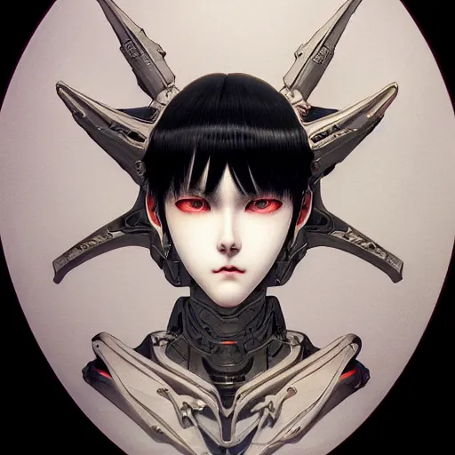 Image similar to prompt : photorealistic cinematic 3 d render of persona portrait soft light painted by takato yamamoto, mecha attributes and armor, inspired by ghost in shell anime, smooth face feature, intricate oil painting, high detail, sharp high detail, manga and anime 1 9 8 0