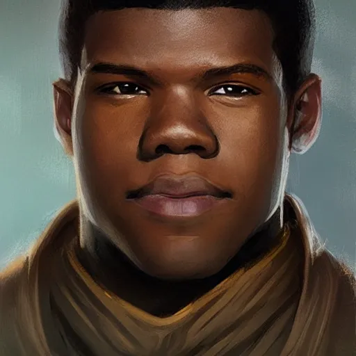 Image similar to portrait of a man by greg rutkowski, young jedi kinght that looks like john boyega, wearing jedi robes, star wars expanded universe, he is about 3 0 years old, highly detailed portrait, digital painting, artstation, concept art, smooth, sharp foccus ilustration, artstation hq