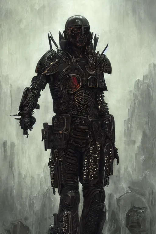 Image similar to portrait of brutal gothic Tom Cruise in armor, cyberpunk, Warhammer, highly detailed, artstation, illustration, art by Gustav Klimt