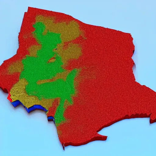 Image similar to spinning 3d Georgia (U.S. state) graphic render. 3d volume in the shape of Georgia, RED color