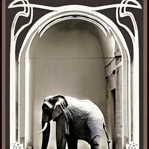 Image similar to art nouveau photo of an elephant