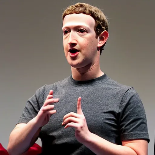 Image similar to Mark Zuckerberg talking to a live frog