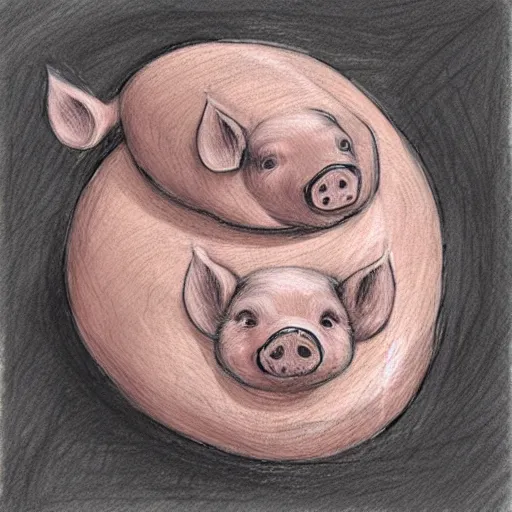 Image similar to pig laying in between two buns, sketch