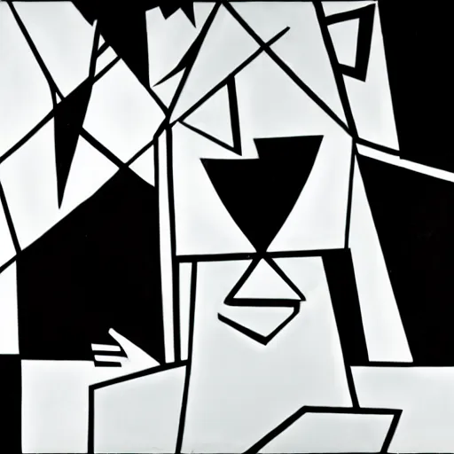 Prompt: black and white picasso cubism detailed super large evil mouse eating a human person