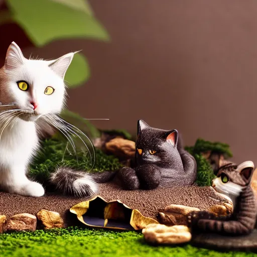 Prompt: cat world, diorama, 8 k,