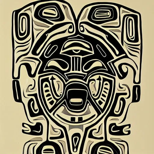 Image similar to wolf. pacific northwest coast, haida gwaii, formline, native art, tribal art, haida, clean, symmetrical