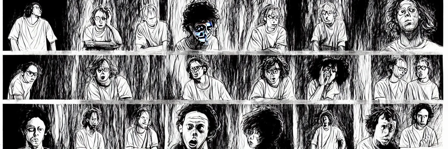 Prompt: character study of todd solondz tripping on mushrooms and becoming god | vivid colors : storyboard, dramatic and emotional, concept design, realistic. by gabriel hardman, joe alves, j. todd anderson, chris bonura. cinematic atmosphere, detailed and intricate, perfect anatomy