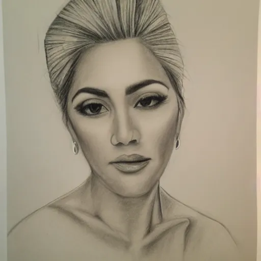 Image similar to isabel pantoja, pencil drawing.