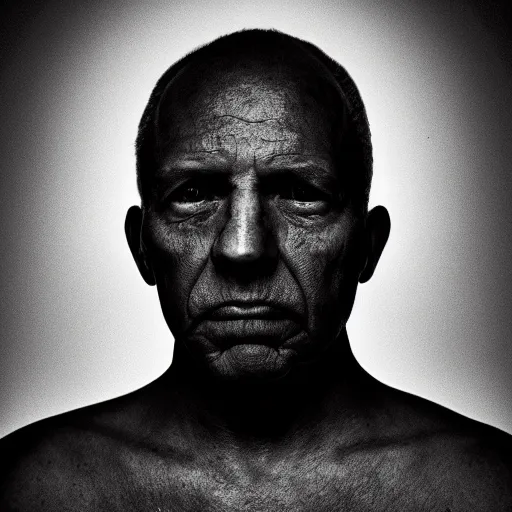 Prompt: award-winning portrait photo of Adrian Kuipers, black background, dramatic lighting