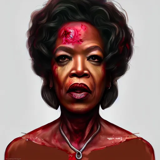 Prompt: a zombie Oprah Winfrey, by WLOP, horror, wounds, bloody, dark fantasy, trending on artstation
