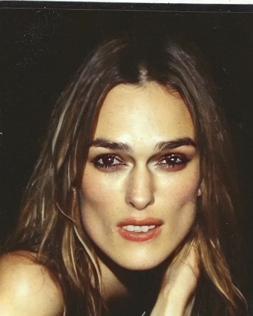 Image similar to old polaroid of keira knightley taken in 1 9 9 6