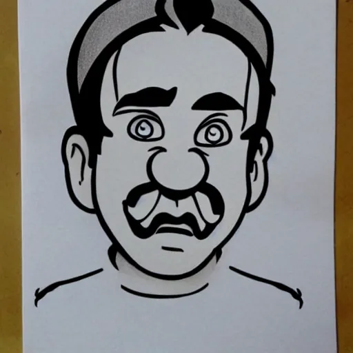 Prompt: mario caricature realism, in the style of steve bell!