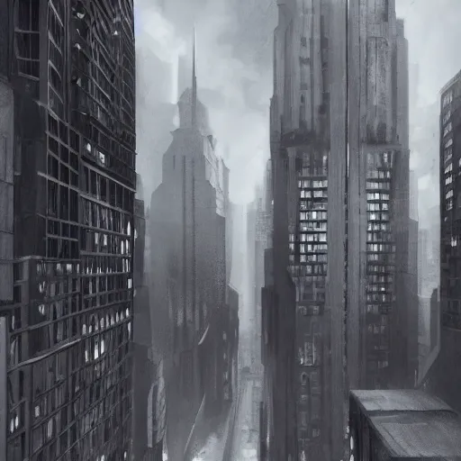 Prompt: city landscape 3d concept art, ultra realistic, metropolis, noir